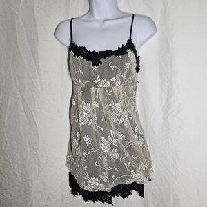Guess whimsigoth fairy shimmer floral lace trim babydoll vintage y2k top